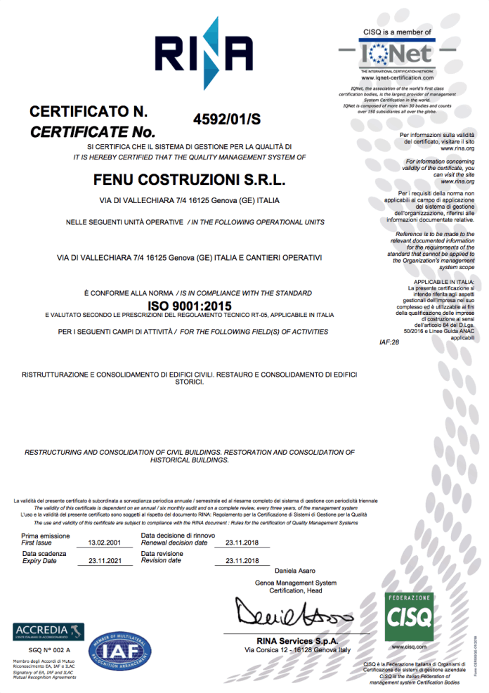 certificato rina fenu